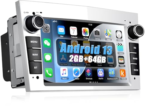 [2+64G] CAMECHO Android 13 Radio de Coche para Opel Corsa d Astra h Zafira b Meriva Vivaro,7 Pulgadas HD Pantalla Táctil con Control del Volante/GPS/WiFi/Bluetooth/USB/Navi/FM/RDS/Mirror Link-Plata