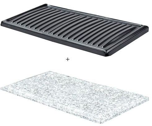 Syntrox 2er Platten-Set für Raclette Gent | Grillplatten | Steinplatte, Einfache Reinigung, Raclette-Zubehör, Natursteinplatten, für genussvolle Abende