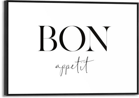 REINDERS Gerahmtes Bild, Bon Appetit, Küche, Poster, Wanddeko, Room Decor, MDF, Schwarz-Weiß, 20x30cm