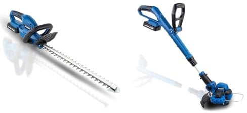 Hyundai 20v Li-ion Cordless Hedge Trimmer/Hedge Cutter With Battery & Charger 510mm / 20” Cutting Bl & 20v Li-ion Cordless Strimmer, 250mm Trimming Width, 2ah Battery & Charger, Can Extend Up
