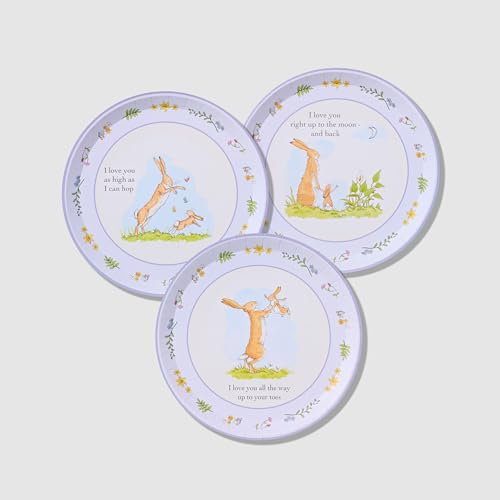 Coterie Guess How Much I Love You Blue Plates (Set of 10 Small Plates) - Garden Party Plates with Rabbit & Floral Design for Birthday Party, Baby Shower, Tea Party, More - 7.25 Blue Paper Plates