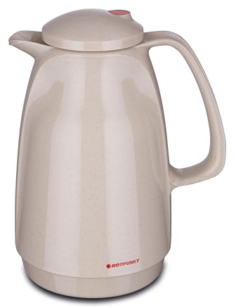 ROTPUNKT Isolierkanne 227 Bella 1,5 l | Zweifunktions-Drehverschluss | BPA-frei - gesundes Trinken | Made in Germany | Warm + Kalthaltung | Glaseinsatz (beige-braun C-576)