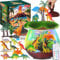 RONSTONE Dinosaurier Terrarium Set für Kinder ab 4 5 6 7 8+ Jahren | STEM Lernspielzeug mit LED-Vulkan & Fernbedienung | Kreatives Geburtstagsgeschenk/Jungen Geschenk (10 Dino-Figuren & Werkzeug)