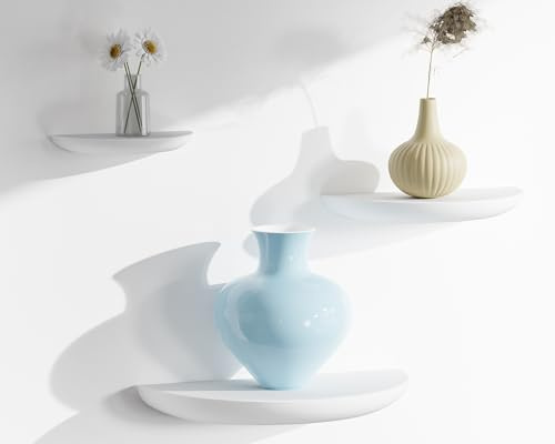 QsQueen Halbrunde schwebende Wandregale aus Massivholz, elegante schwebende Regale, erhöhen Sie Ihren Raum, perfekt für Wohnzimmer, Badezimmer, Schlafzimmer, Büro, Kinderzimmer