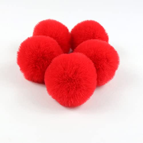 Anevous 10 Stück Pompon zum Basteln, 4 cm Pom Poms Kunstfell Bommel Dekorieren Pompons Fluffy Fellbommel für Weihnacht Geburtstag Hochzeit Party Dekorationen, DIY Nähen Kreativen Handwerk,Rot