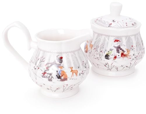 Christmas Concepts® Snowman & Friends Deluxe Ceramic Tableware Range (Milk Jug & Sugar Pot)