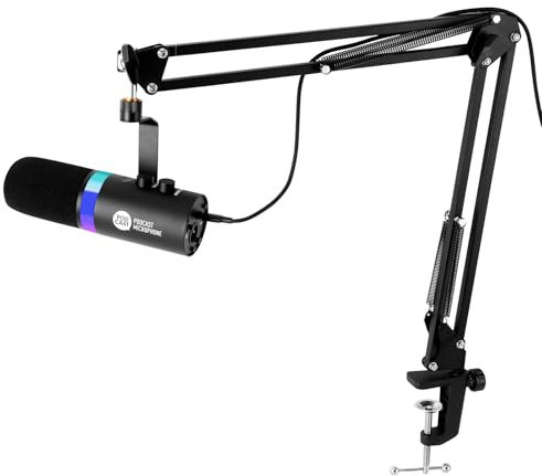 Kit de micrófono para juegos XLR/USB con soporte de perca, botón de silencio, reducción de ruido y control de volumen para transmisión