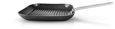 Eva Trio | Professional Grill-pfanne 28x28 cm keramischer Slip-Let®-Antihaftbeschichtung | Genießen Sie EIN Indoor-Grillerlebnis | Black