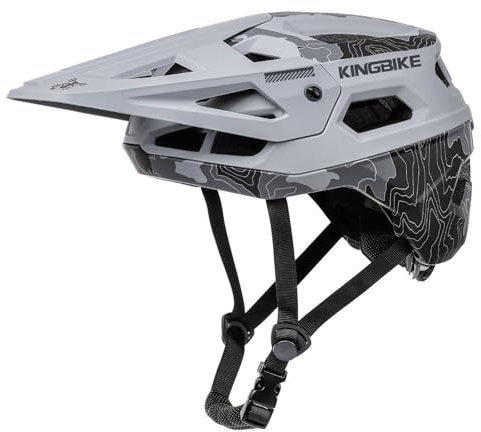 Fahrradhelm, Mountainbike Helm Helme für Herren Damen Erwachsene Jugend (Tarngrau, L(54-58CM))