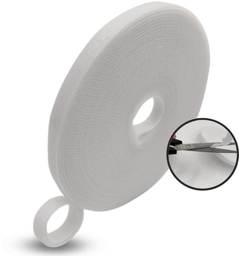 MatoSan® Bridas de velcro de 10 m, cinta de velcro recortable para gestión de cables, rollo de cinta de velcro de 10 mm de ancho, organizador de cables reutilizable con cierre de velcro para
