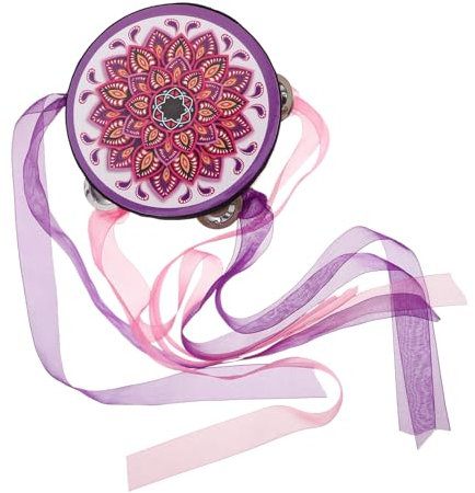 Toyvian Schlagtrommel Tamburin für die Kirche Rasseltrommel Tamburine für Erwachsene Maltrommel Tamburin für Tamburine mit Bändern Handtrommel für tragbare Trommel Metall