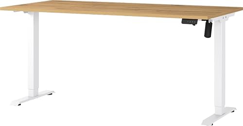 Germania Schreibtisch 8024-552, in Grandson-Eiche-Nb./Weiß, elektr. höhenverstellbar, 160 x 119 x 80 cm (BxHxT)