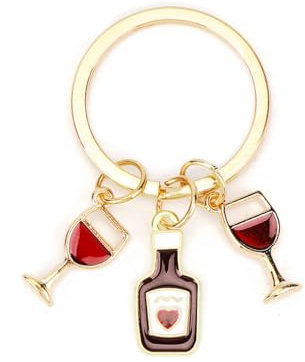Wine Glass Keyring Trendy Bottle Key Ring Wine Accessories Gifts for Wine Lovers