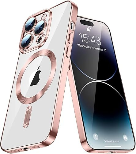 COTDINFOR Hülle für iPhone 17 Kompatibel mit MagSafe Kabellosem Laden Militärnorm Sturzschutz Case Kratzfeste Rückseite Magnet Stoßfest Handyhülle für iPhone 17 Roségold YXIN.