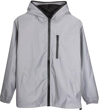 Reflektierende Jacke Unisex Fahrrad Regenjacke Herren Damen wasserdichte Windbreaker Full Reflective Jacke Laufjacke Atmungsaktiv Winddicht Reflekierend Fahrradjacke