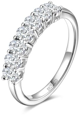 FANCIME 0,72 Karat Lab-Grown Diamant Bandring Damen,Timeless Ringe aus 925 Sterling Silber Verlobungsring Hochzeit Valentinstag Schmuck für Damen Frauen Sie (D-E Farbe, VS Clarity)