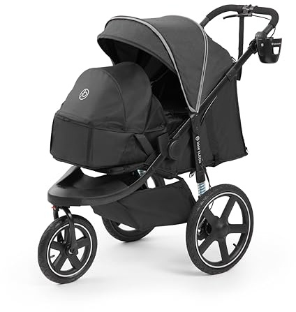 Ickle Bubba Venus Jogger Pro Prime All Terrain Pushchair (Charcoal Grey) | 3 Wheel Running Buggy With Reclining seat, Rear Suspension, Handlebar Brake, Newborn Cocoon, UPF50+ Hood, Birth to 22kg