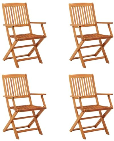 KTHLBRH Set mit 4 Klappstühlen aus Eukalyptusholz, für Garten, Terrasse oder Außenbereich, wetterfest, ölbeschichtet, leicht zu reinigen