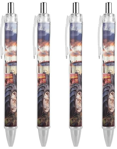 Druckkugelschreiber Traktor, 0,5 mm, feine Spitze, schwarze Tinte, Bürobedarf für Lehrer, 4 Stück, wie Bild 1