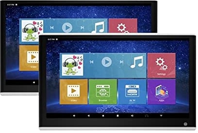 Fernseher Auto, 13,3-Zoll-Kopfstützenmonitor IPS-Touchscreen-Auto-Rücksitzunterhaltung 4K-Fahrzeug-Videoplayer-Anzeige mit Spiegelung(2 PCS Silver 13.3)