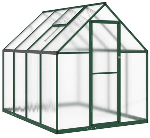 Teenpull Serre avec cadre de fondation en aluminium - 224 x 169 x 195 cm - Vert - En polycarbonate - Pour jardin, terrasse et balcon - Serre avec ventilation pour l'hivernage et la culture de tomates