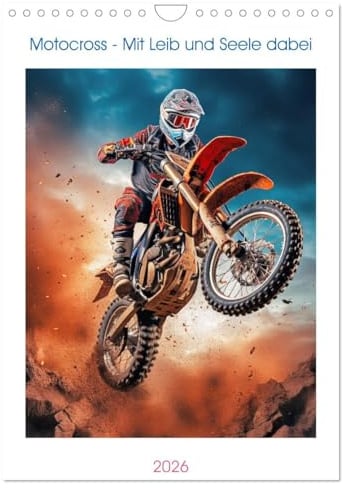 Motocross - Mit Leib und Seele dabei (Wandkalender 2026 DIN A4 hoch), CALVENDO Monatskalender: Motorcross kombiniert Geschwindigkeit, Technik und ... Hindernisse rasen. (CALVENDO Sport)