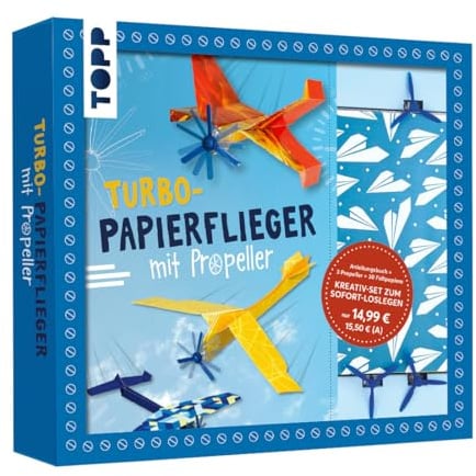 Kreativ-Set Turbo-Papierflieger mit Propeller: Buch mit 3 Propellern und 30 Faltblättern in 5 Motiven (Buch plus Material)