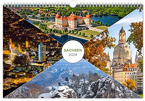 Kalender Sachsen 2024 | 30 x 20 cm | weißes Kalendarium