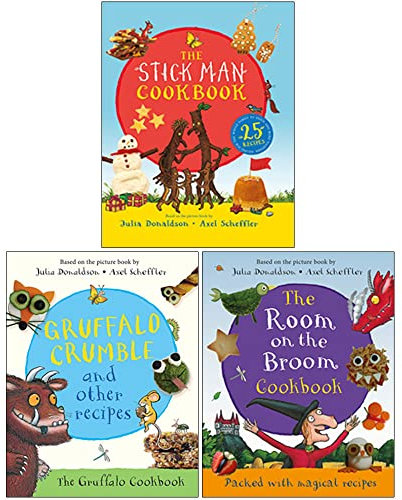 Julia Donaldson Collection 3 Books Set (Stick Man Cookbook, Gruffalo Crumble and Other Recipes, The Room on the Broom Cookbook)
