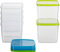 Kigima Gefrierdosen 6x0,75L quadratisch Grün & Blau – Vorratsdosen mit Deckel luftdicht – Transparente Frischhaltedosen – Aufbewahrungsbox Küche für Mealprep & Organisation – Austrian Quality