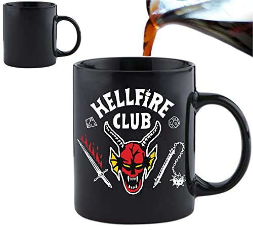 Acen Merchandise Things 'Welcome to the Upside Down' 325 ml, magische Morphing-Tasse und Geschenk-Box Perfekter Valentinstag, Ostern, Sommer, Weihnachten, Geburtstag FBAMUG1207 Schwarz