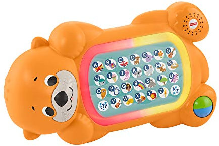 Fisher-Price Linkimals A to Z Otter - Jouet électronique d'apprentissage pour bébés de 9 mois et plus - Orange