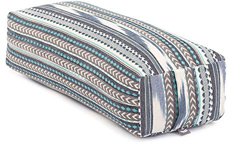 Bodhi Salamba Bolster Ethno Collection | Eckiges Yogakissen mit Bio-Dinkelfüllung | Waschbarer Bezug aus 100% Baumwolle | Yogarolle für Yin Yoga, Pilates, Meditation | Ikat-Webart