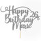 Cakeshop Personalisierte Happy Birthday Glitzer Kuchen Deko Angepasste Farbe jeder Name & jedes Alter Kuchen Dekoration für Geburtstag Party (Dunkles Silber)