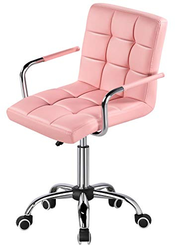 Yaheetech Bürostuhl mit Armlehne Chefsessel mit Kunstlederbezug Office Stuhl Chair Polsterung Chefsessel mit Laufrollen Drehstuhl verstellbar für Büro/Wohnzimmer