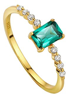Michooyel S925 zierliche Rubin-Baguette-Ringe, CZ-Bandringe, 18 Karat vergoldetes Sterlingsilber, edler Schmuck für Frauen und Mädchen