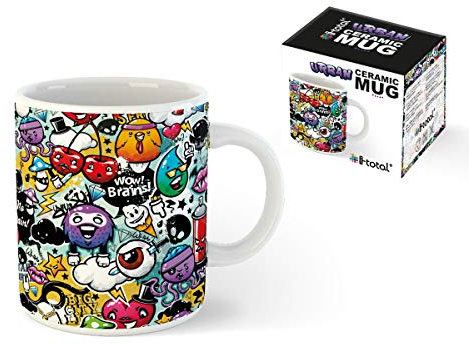 I-TOTAL® - Tazze da caffè in CERAMICA 300 ml/Tazza per caffè, the/Colazione, 300 ML, 10 x 8 x 12 cm (GRAFFITI)