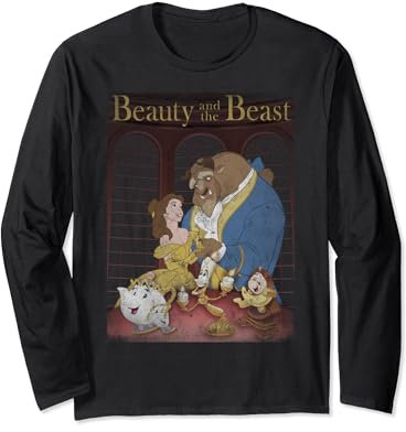 Disney Beauty And The Beast Distressed Vintage Group Shot C1 Manche Longue