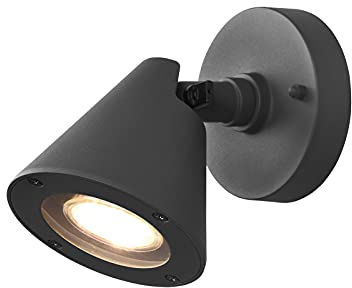 Außenwandleuchte mit schwenkbarem Spot, Aluminium Anthrazit, Höhe 14cm