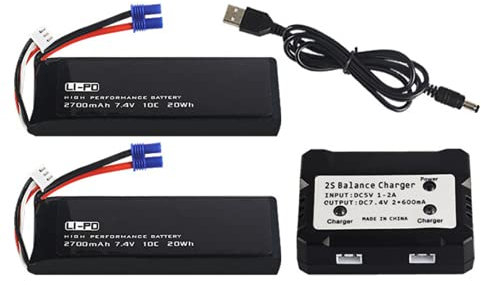 XXHH 2 uds 7,4 V 2700 mAh batería para Hubsan H501S H501C Modelo de energía avión Lipo batería Recargable con 1 Uds Cargador 2 en 1