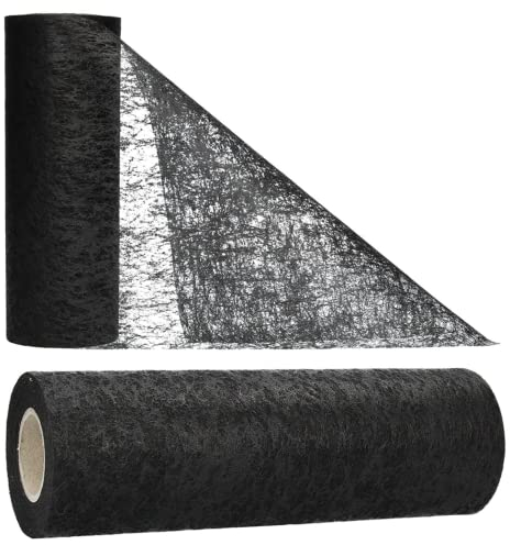 AmaCasa Tischläufer Schwarz (17,5 cm x 25 m) – Hochwertiges Vliesband für stilvolle Tischdekoration bei Hochzeiten, Geburtstagen & besonderen Anlässen