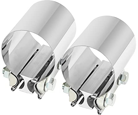 DOCAS Ø 64 mm x 76.2 mm lunghezza Morsetto per tubo di scarico, morsetto per fascia di giunzione per tubo di scarico in acciaio inossidabile universale per auto (2 pezzi)