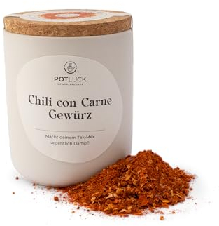 POTLUCK | Chili con Carne Gewürz | Gewürzzubereitung im Keramiktopf | 80g | Vegan, glutenfrei und mit natürlichen Inhaltsstoffen