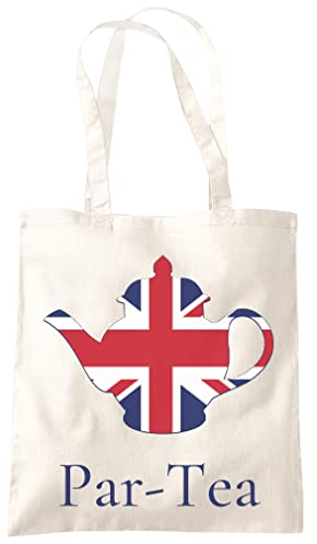 Par-Tea Party Teapot Queens Platinum Jubilee - Tote Shopping Bag - 2022 Party Celebration Queen Elizabeth One size natural