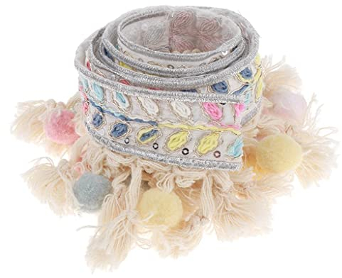 zalati Pompom-Ball-Quaste, Spitze, 91 cm, Fransenbordüre, Zubehör für DIY-Kleidung, Kleid, Kleidung, Nähstoff
