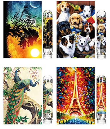 Mini-Puzzles für Erwachsene (4 Packungen) 150 Teile pro Packung, doppelseitiges Puzzle mit Referenzplan, Mikropuzzle, mit Pinzette für kleine Puzzles, geeignet als Geschenk