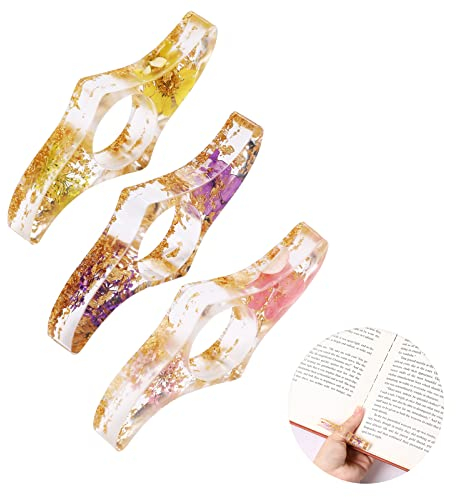 Buchseitenhalter, 3 Stück Getrocknete Blumen Kunstharz Daumen Buchhalter Transparenter Daumenring Seitenhalter Personalisierter Lesezeichenhalter Buchöffner Handgefertigtes Buch Lesezubehör