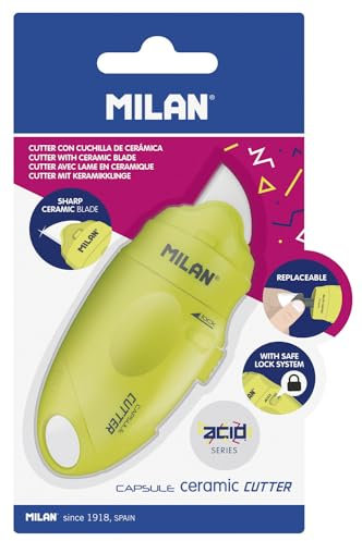 Petit cutter - Ergonomique - Lame céramique - Loisirs créatifs - Bureau - Jaune