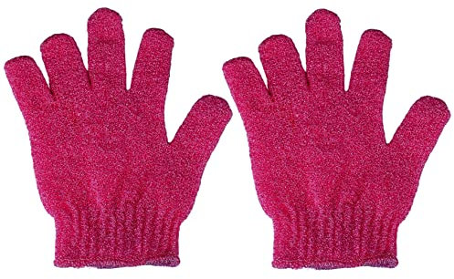 2 Stück Duschhandschuhe, Peeling-Handschuhe, Peeling-Handschuh, Peeling-Körperpeeling, Luffa-Badehandschuhe für Männer, Frauen (rot)