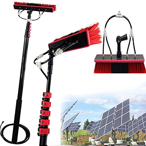 GIZMIT Water Fed Pole Kit, 20m Water Pipe Cleaning System, Outdoor Window Cleaner Window Cleaning Tool for Caravan Solar Panel Deck Brush Head Adjustable Long Pole,39FT/12M